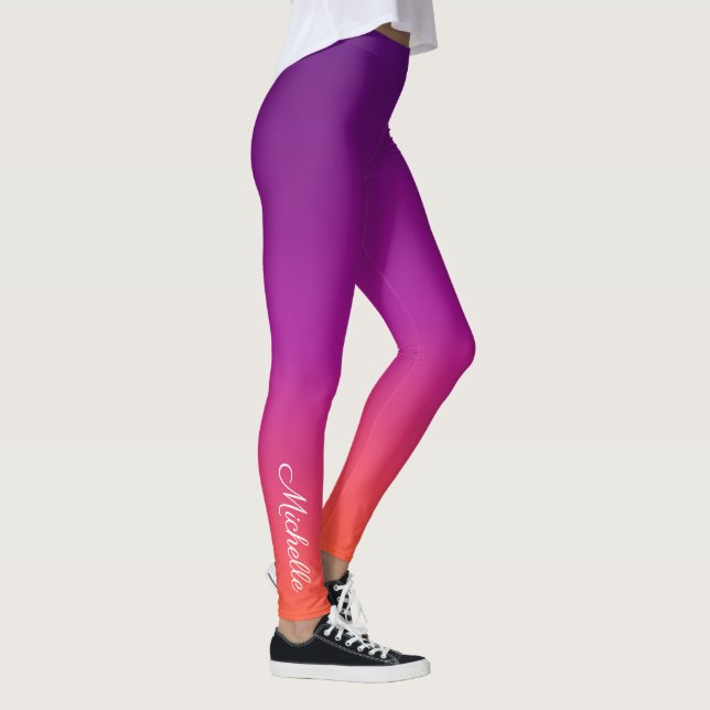 Purple, pink and orange gradient ombre leggings (Right)
