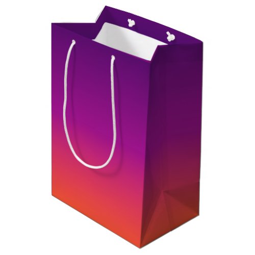 Purple pink and orange gradient ombre medium gift bag