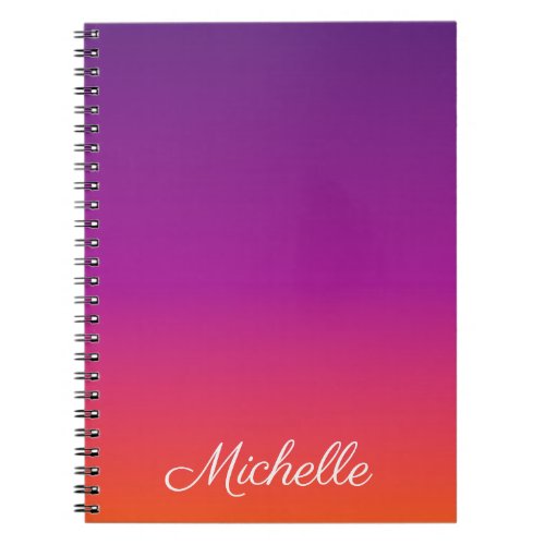 Purple pink and orange gradient ombre notebook