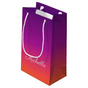 Purple, pink and orange gradient ombre small gift bag