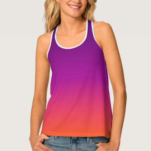 Purple pink and orange gradient ombre tank top