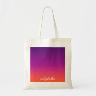Purple, pink and orange gradient ombre tote bag