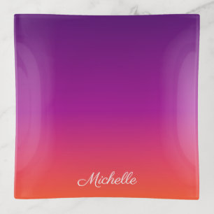 Purple, pink and orange gradient ombre trinket tray