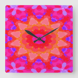 Purple, Pink and Orange  Square Wall Clock