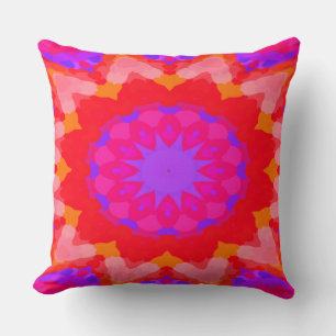 Purple, Pink and Orange Starburst Throw Pillow