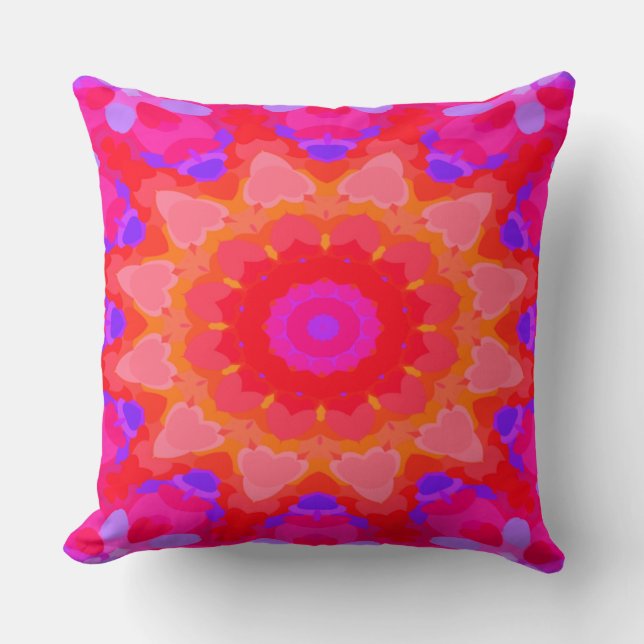Purple, Pink and Orange Throw Pillow (Front)