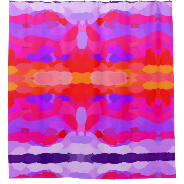 Purple, pink and orange tie dye shower curtain (Front)