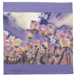 Purple, pink, and orange tulips cloth napkin