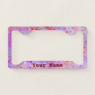 Purple Pink and Red Paint Splatter Add Your Name License Plate Frame