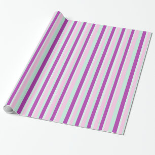 Purple Pink and Teal Striped Gift Wrap
