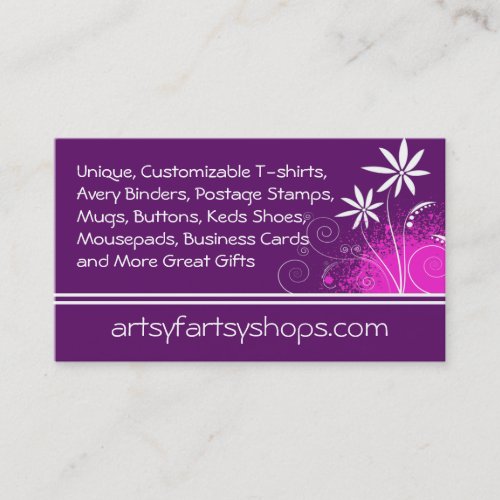 Purple, Pink and White Flowers Business Card Templates