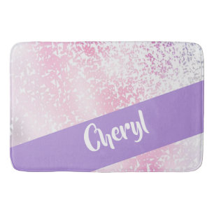Purple, pink and white ombre glitter bath mat
