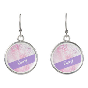 Purple, pink and white ombre glitter earrings