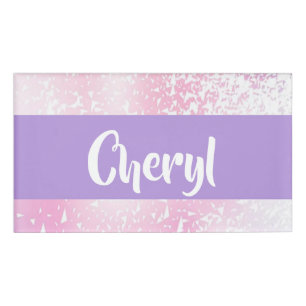 Purple, pink and white ombre glitter name tag