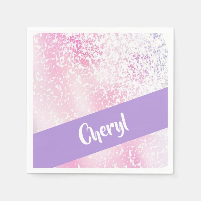 Purple, pink and white ombre glitter napkins (Front)