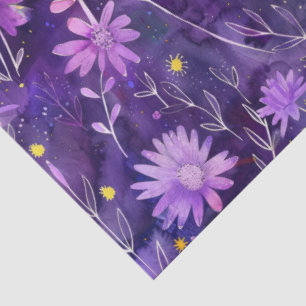 Purple Pink and Yellow Daisy Floral Pattern Tissue Paper