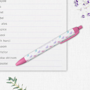Purple Pink Aqua Butterflies Baby Shower Pen