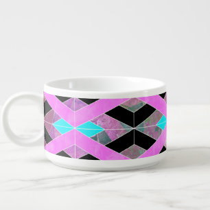 Purple Pink & Aqua Geometric Crossing Stripes Bowl