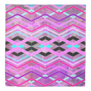 Purple Pink & Aqua Geometric Crossing Stripes Duvet Cover