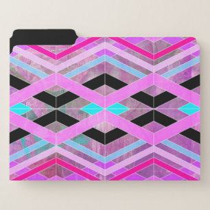 Purple Pink & Aqua Geometric Crossing Stripes File Folder