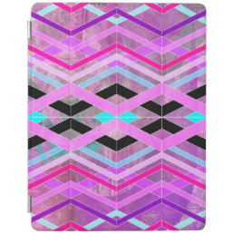 Purple Pink &amp; Aqua Geometric Crossing Stripes iPad Smart Cover