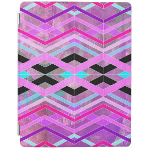 Purple Pink & Aqua Geometric Crossing Stripes iPad Smart Cover