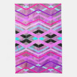 Purple Pink &amp; Aqua Geometric Crossing Stripes Kitchen Towel