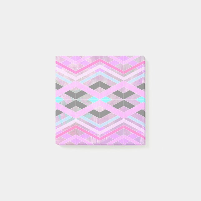Purple Pink & Aqua Geometric Crossing Stripes Post-it Notes (Front)