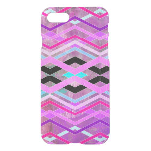 Purple Pink & Aqua Geometric Crossing Stripes iPhone SE/8/7 Case