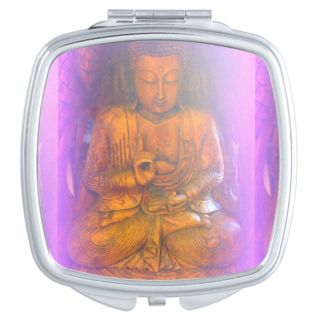 purple pink aura buddha compact mirror (Front)
