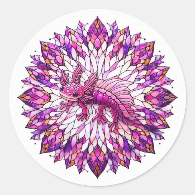 Purple Pink Axolotl  Classic Round Sticker (Front)