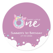 Purple Pink Baby Girl Sweet One 1st Birthday Donut