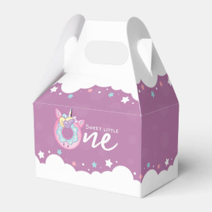 Purple Pink Baby Girl Sweet One 1st Birthday Donut Favor Boxes