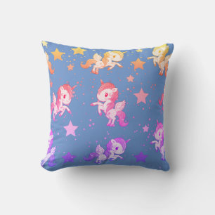 Purple & Pink Baby Unicorns Throw Pillow