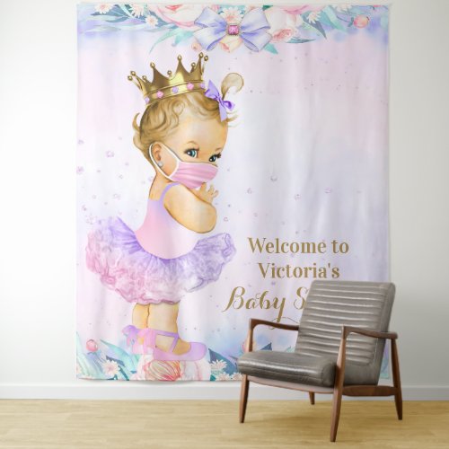 Purple Pink Baby With Mask Baby Shower XL Backdrop