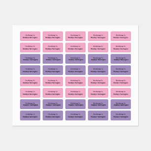 Purple Pink Back to School Color Coded Clothing Kids' Labels