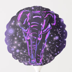 Purple Pink Balloon Elephant At Starry Night