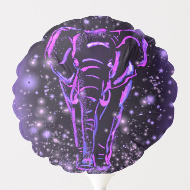 Purple Pink Balloon Elephant At Starry Night (Front)