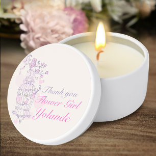 Purple pink bird flower girl wedding mini candle favors