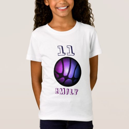 Purple Pink Black Metallic Basketball Ball  T_Shirt