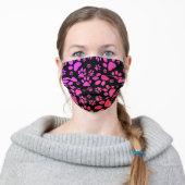 Purple Pink Black Paw-Prints Adult Cloth Face Mask (Worn)