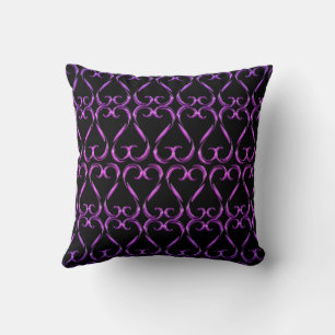 Purple Pink & Black Twisted Hearts Throw Pillow