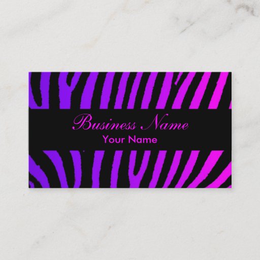 Customizable Purple pink black zebra stripes custom cards business card template