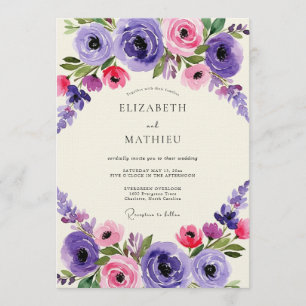 Purple Pink Bloom Whimsy Wedding Invitation