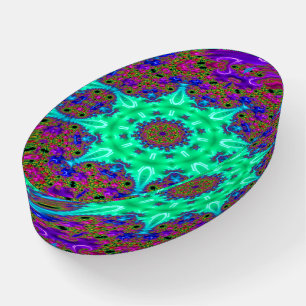 ~ Purple Pink Blue and Green OVAL ~ Paperweight