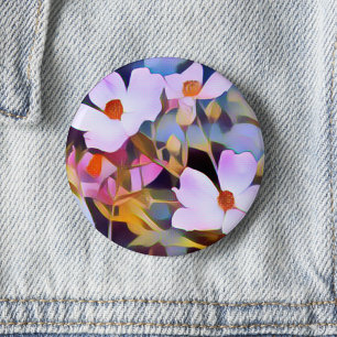 Purple Pink Blue Beautiful Floral  Button