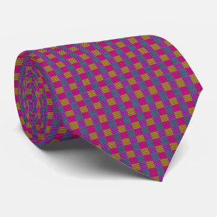 Purple Pink Blue Checked Tartan Design, Neck Tie