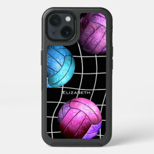 purple pink blue custom name women's volleyball iPhone 13 case