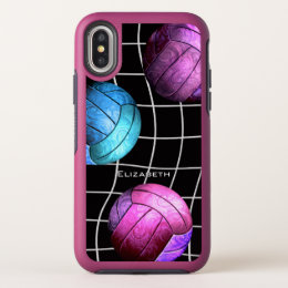 purple pink blue custom name women's volleyball OtterBox symmetry iPhone x case