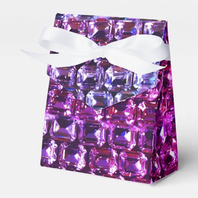 Purple Pink blue diamonds, purple gemstone Favor Boxes (Front Side)